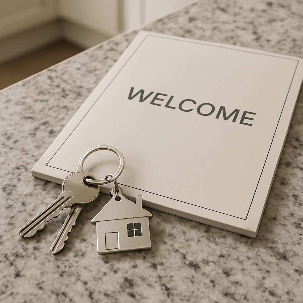 "Welcome book and keys"